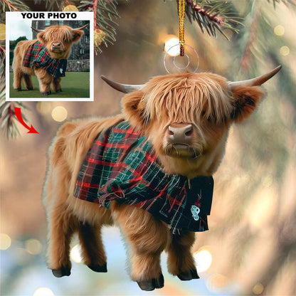 Scottish Charm - Personalized Photo Mica Ornament - Gift For Cow Lovers, Cow Owners, Pet Lovers