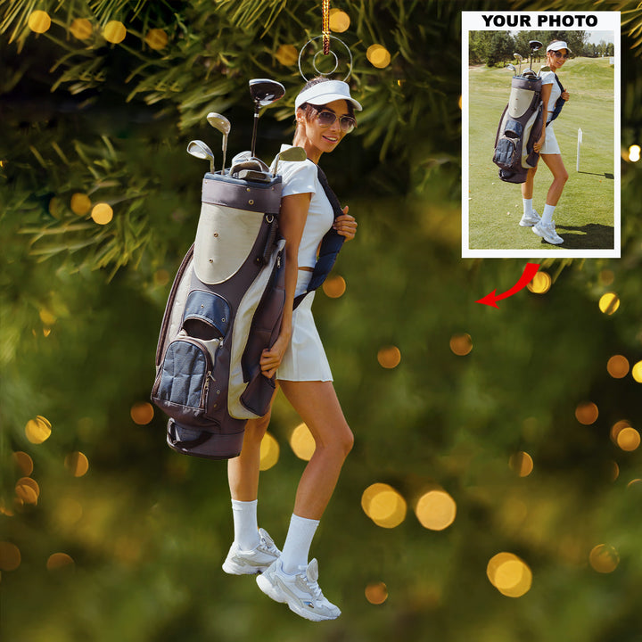 Swing Queen - Personalized Photo Mica Ornament - Gift For Golf Lovers, Family Members