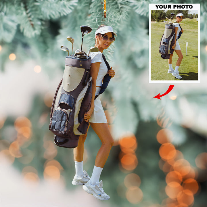 Swing Queen - Personalized Photo Mica Ornament - Gift For Golf Lovers, Family Members