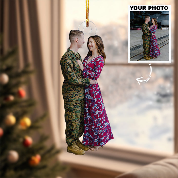 Warm Welcome - Personalized Photo Mica Ornament - Christmas Gift For Family Members, Army Veterans And Service Members