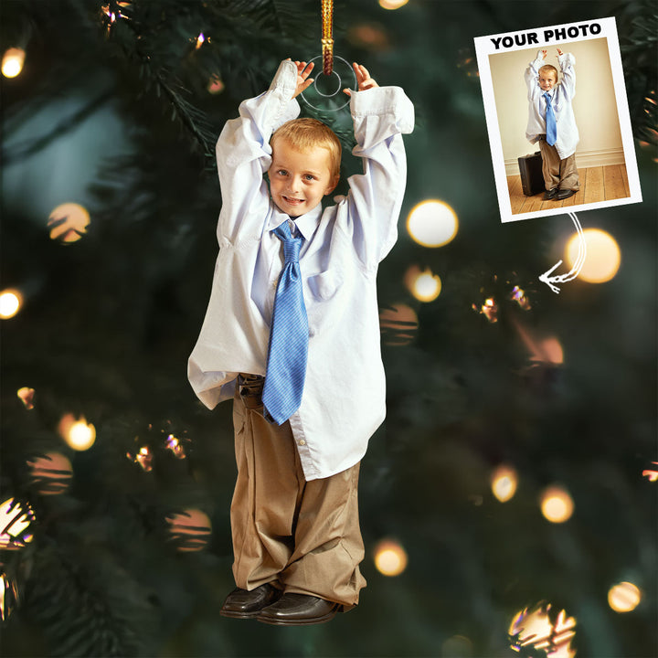 Little Businessman - Personalized Photo Mica Ornament - Christmas Gift For Baby, Family Members