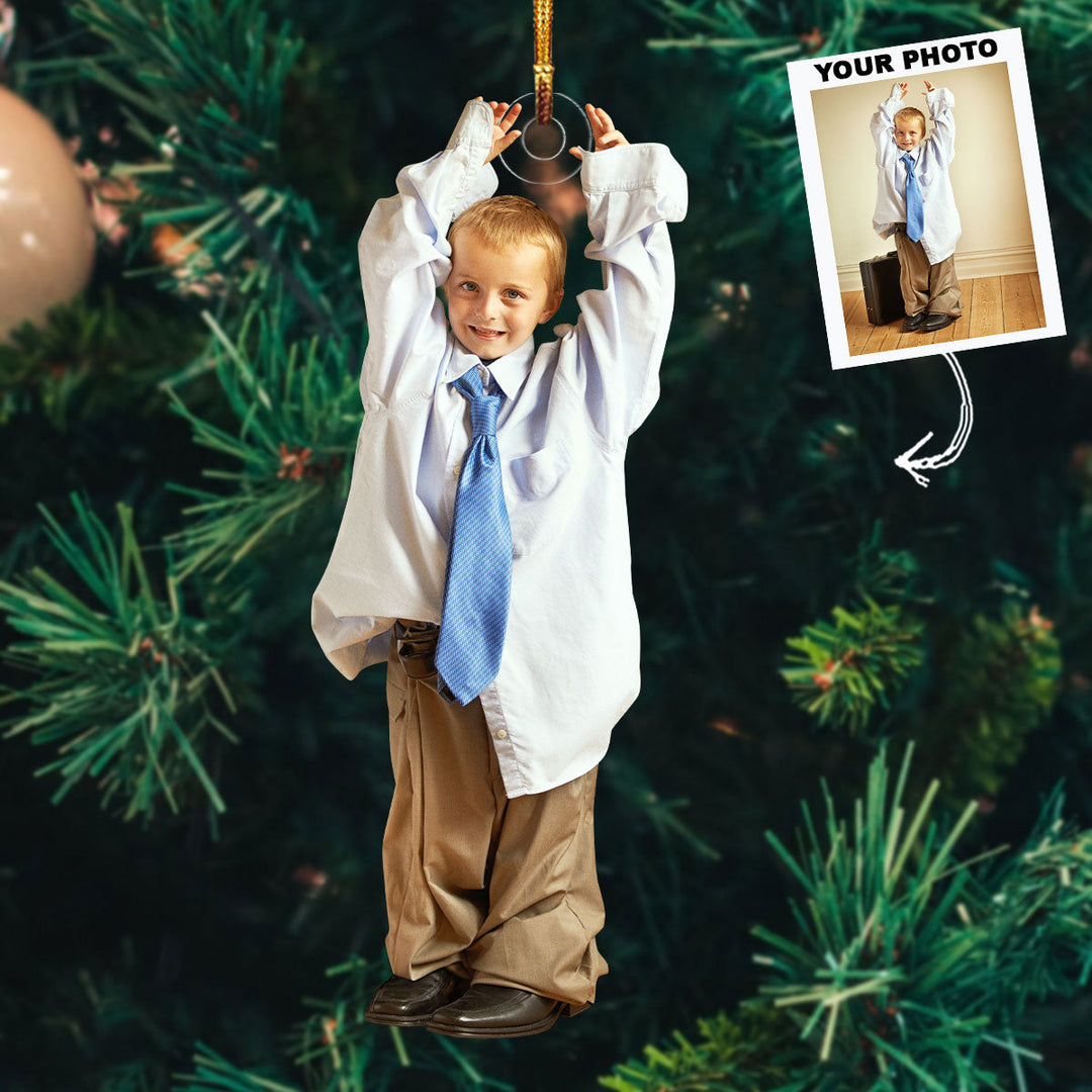 Little Businessman - Personalized Photo Mica Ornament - Christmas Gift For Baby, Family Members
