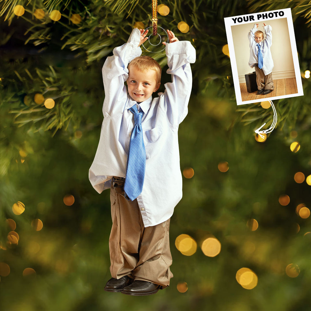 Little Businessman - Personalized Photo Mica Ornament - Christmas Gift For Baby, Family Members