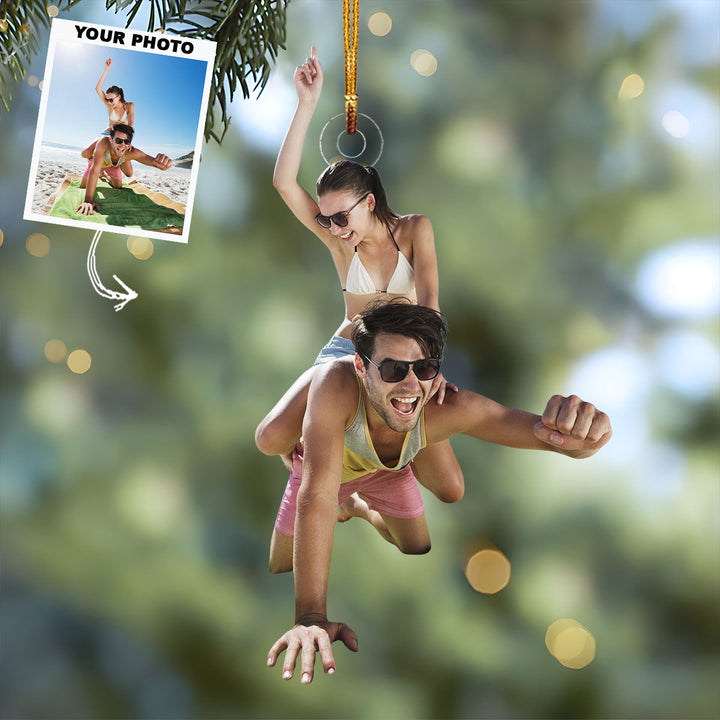 Sand And Sunshine Stuns - Personalized Photo Mica Ornament - Christmas Gift For Couple, Family Members
