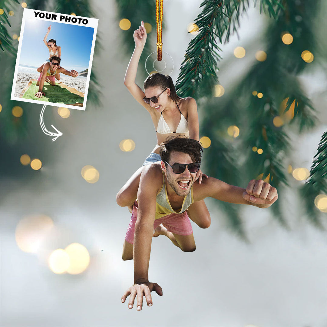 Sand And Sunshine Stuns - Personalized Photo Mica Ornament - Christmas Gift For Couple, Family Members