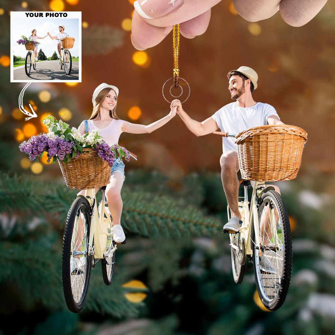 Wheels Of Happiness - Personalized Photo Mica Ornament - Christmas Gift For Couple, Family Members