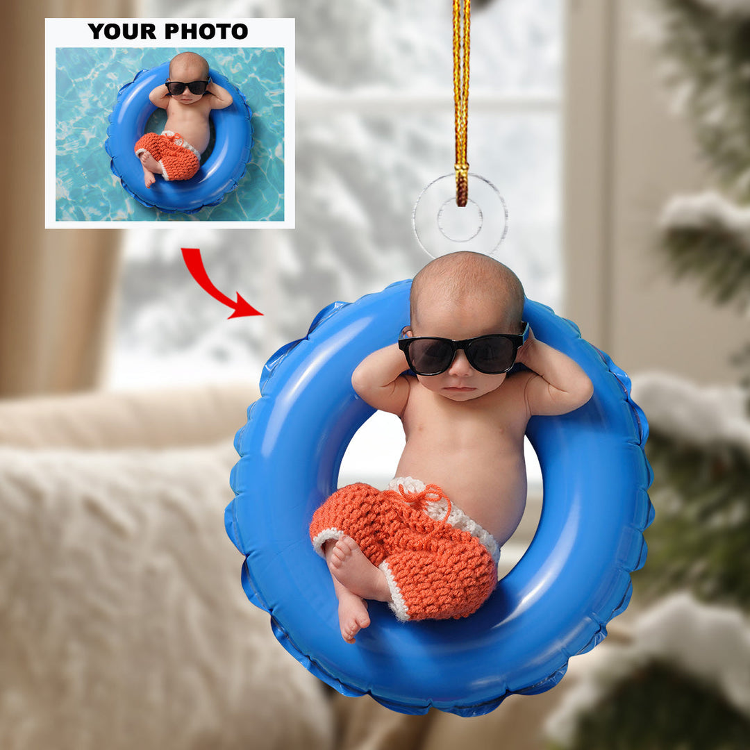Baby First Christmas Ornament- Personalized Photo Mica Ornament - Christmas Gift For Family Members