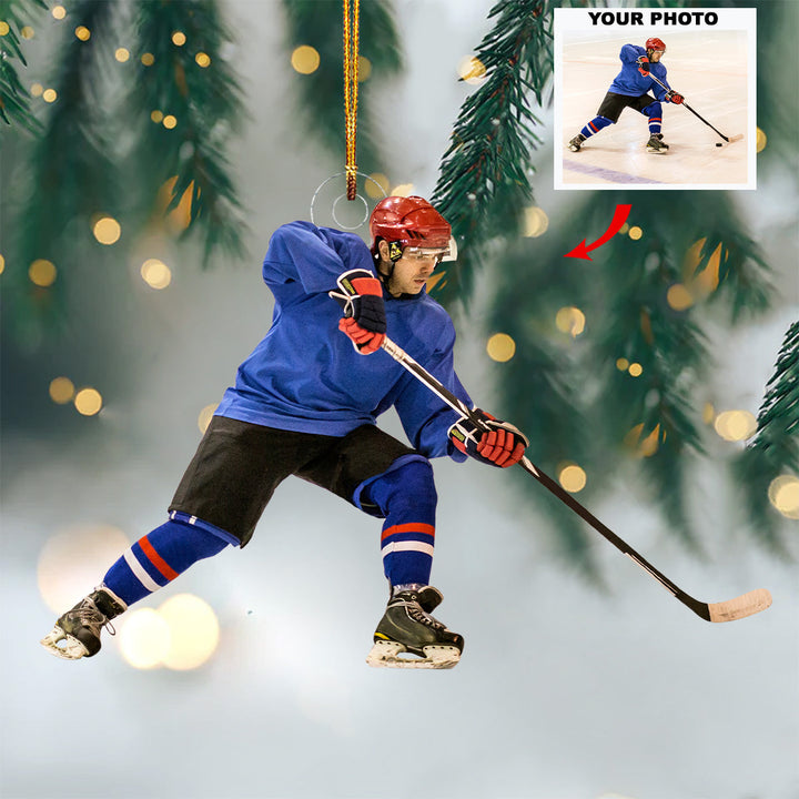 The Ace - Personalized Photo Mica Ornament - Gift For Ice Hockey Lover, Ice Hockey Player, Family Member