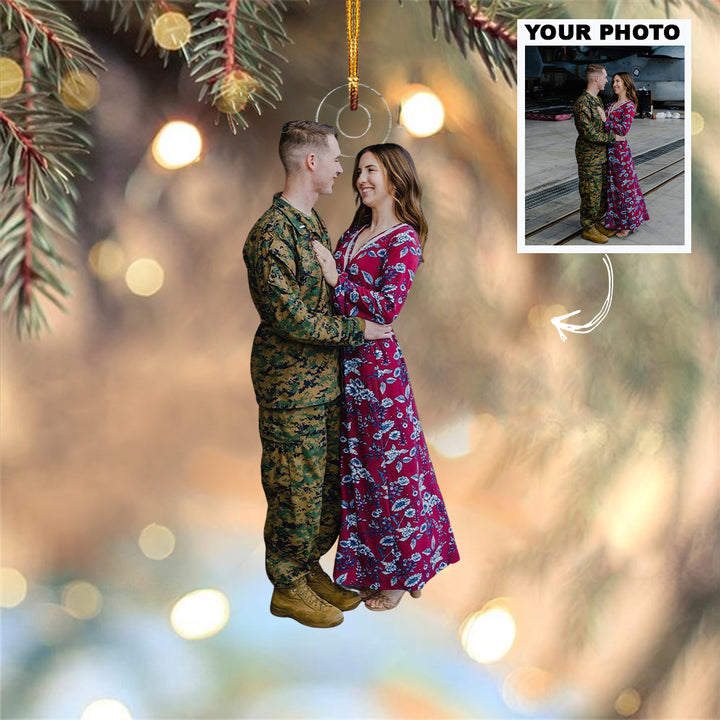 Warm Welcome - Personalized Photo Mica Ornament - Christmas Gift For Family Members, Army Veterans And Service Members