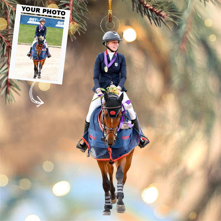 Horsepower - Personalized Photo Mica Ornament - Christmas Gift For Equestrian Players, Equestrian Lovers