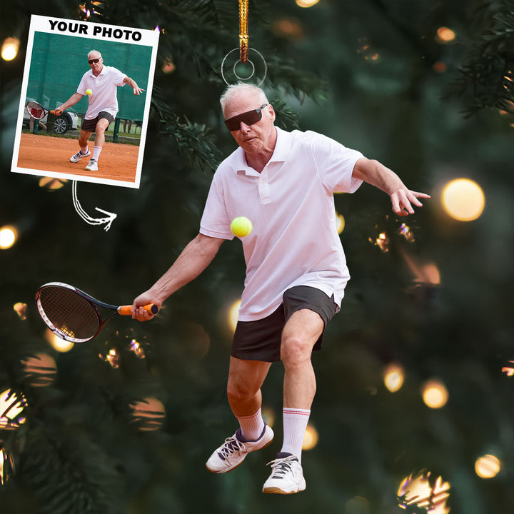 Leisure Time - Personalized Photo Mica Ornament - Christmas Gift For Tennis Players, Tennis Lovers