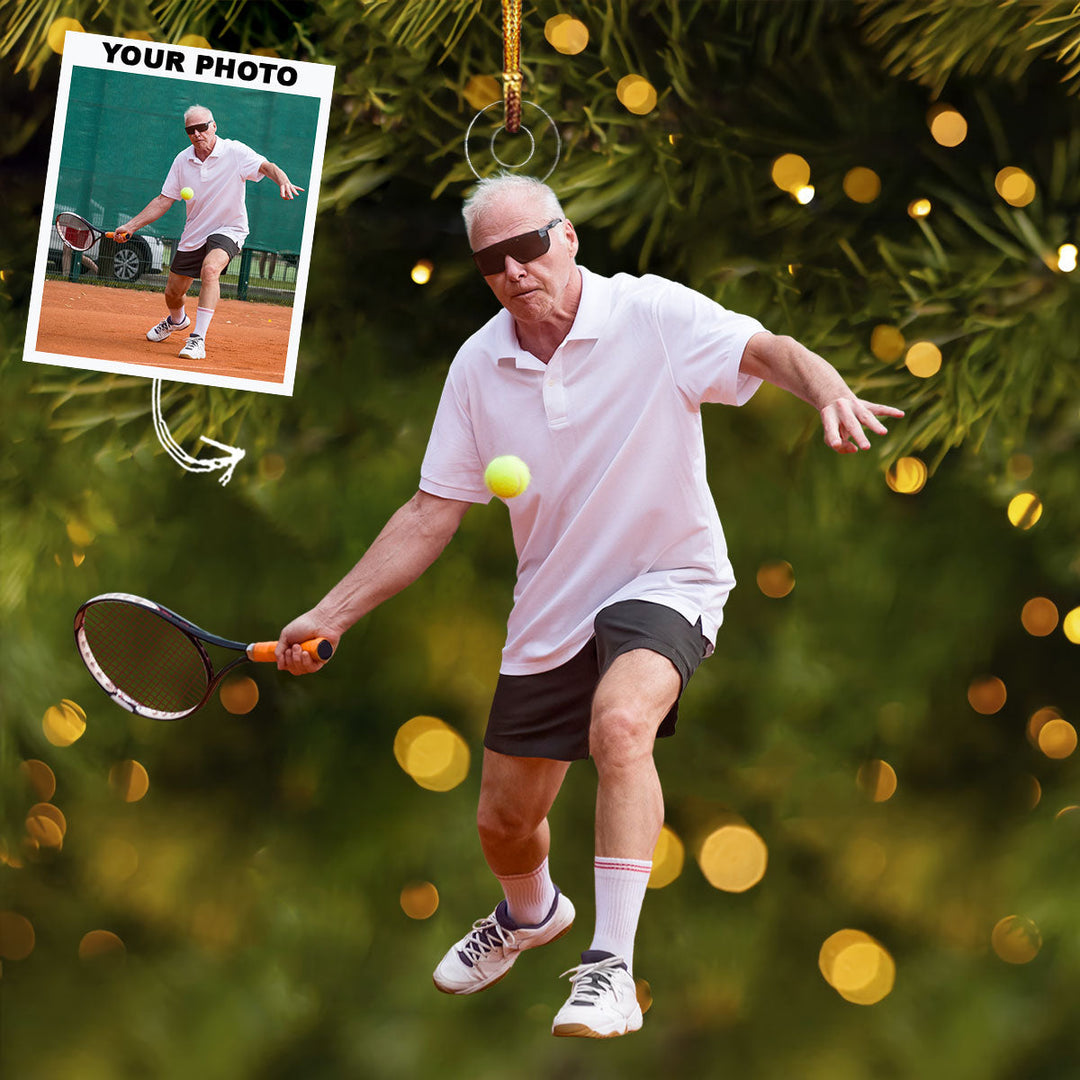 Leisure Time - Personalized Photo Mica Ornament - Christmas Gift For Tennis Players, Tennis Lovers