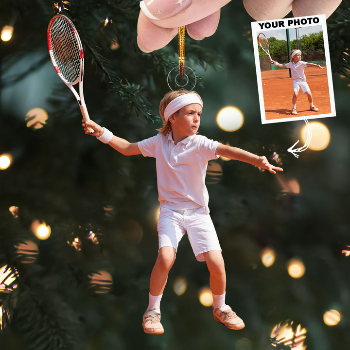 Little Player - Personalized Photo Mica Ornament - Christmas Gift For Tennis Players, Tennis Lovers