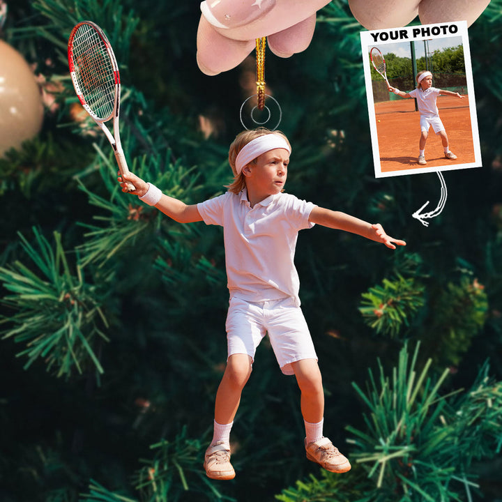Little Player - Personalized Photo Mica Ornament - Christmas Gift For Tennis Players, Tennis Lovers
