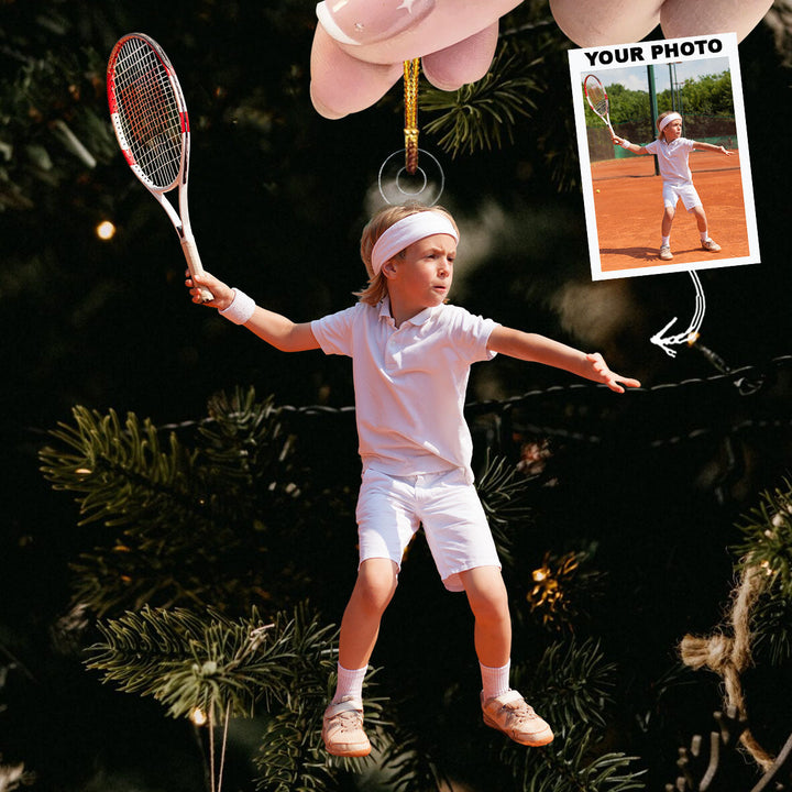 Little Player - Personalized Photo Mica Ornament - Christmas Gift For Tennis Players, Tennis Lovers