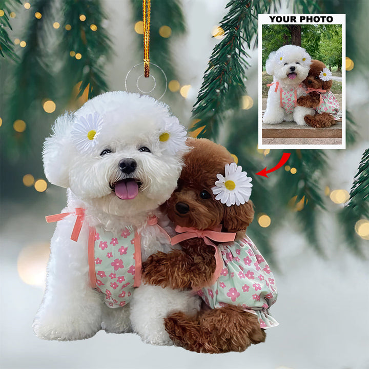 Floral Pair - Personalized Photo Mica Ornament - Gift For Dog Lovers, Pet Lovers, Dog Mom, Dog Dad