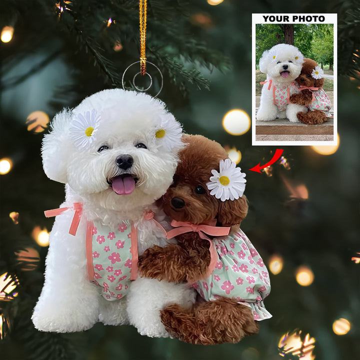 Floral Pair - Personalized Photo Mica Ornament - Gift For Dog Lovers, Pet Lovers, Dog Mom, Dog Dad