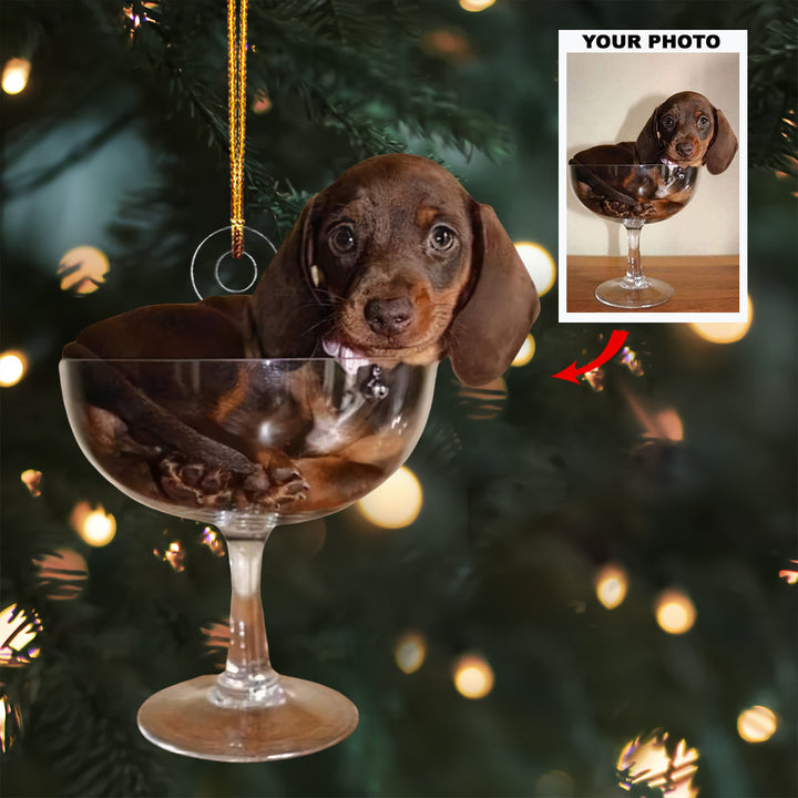 Sweet Sipper - Personalized Photo Mica Ornament - Gift For Dog Lovers, Pet Lovers, Dog Mom, Dog Dad