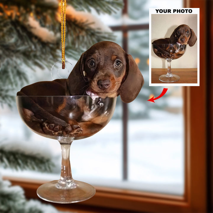 Sweet Sipper - Personalized Photo Mica Ornament - Gift For Dog Lovers, Pet Lovers, Dog Mom, Dog Dad