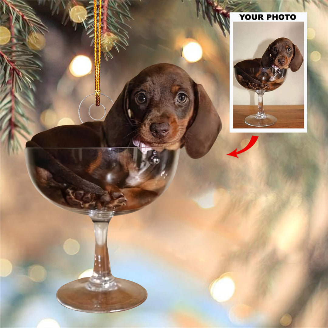 Sweet Sipper - Personalized Photo Mica Ornament - Gift For Dog Lovers, Pet Lovers, Dog Mom, Dog Dad