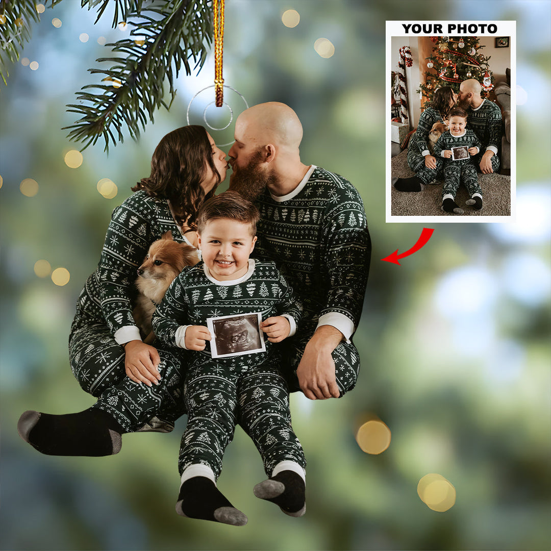 Cozy Christmas Smiles - Personalized Photo Mica Ornament - Gift For Family, Family Members