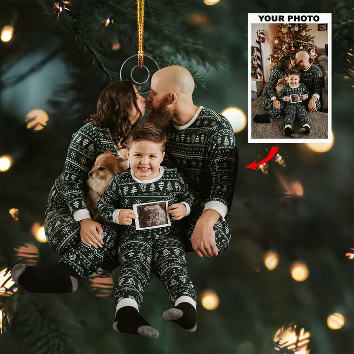 Cozy Christmas Smiles - Personalized Photo Mica Ornament - Gift For Family, Family Members