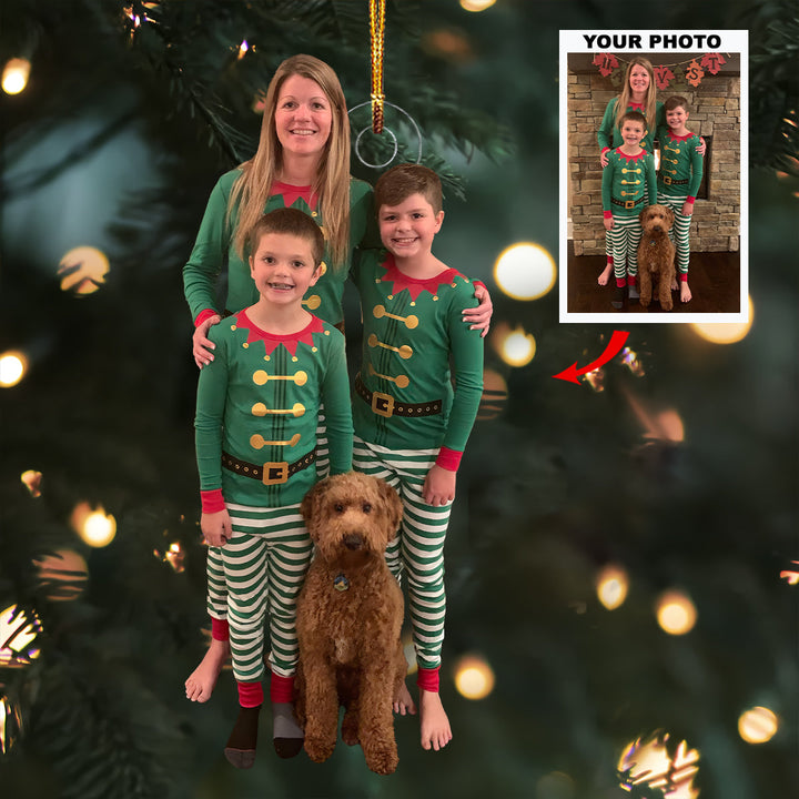 Elf Family Joy - Personalized Photo Mica Ornament - Gift For Family, Family Members