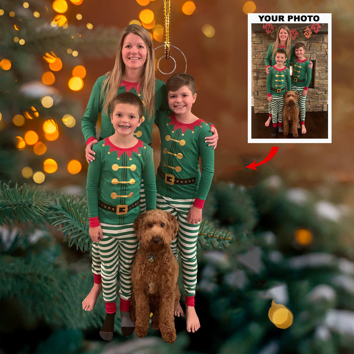 Elf Family Joy - Personalized Photo Mica Ornament - Gift For Family, Family Members