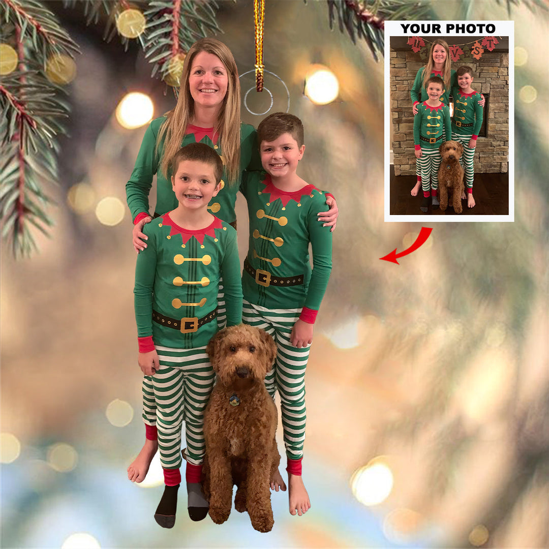 Elf Family Joy - Personalized Photo Mica Ornament - Gift For Family, Family Members