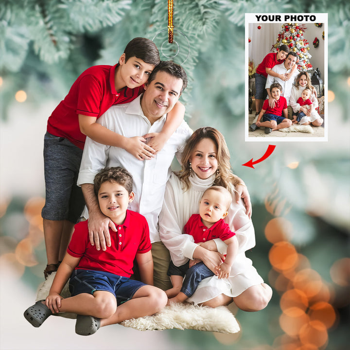 Festive Tree Love - Personalized Photo Mica Ornament - Gift For Family, Family Members
