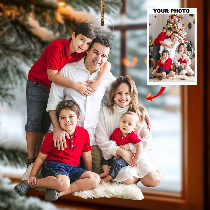 Festive Tree Love - Personalized Photo Mica Ornament - Gift For Family, Family Members