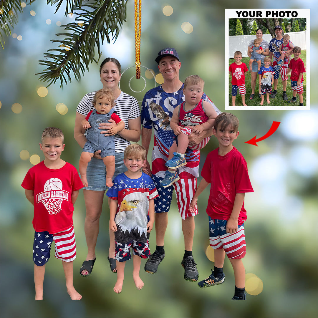 Stars and Stripes Celebration - Personalized Photo Mica Ornament - Christmas Gift For Family Members