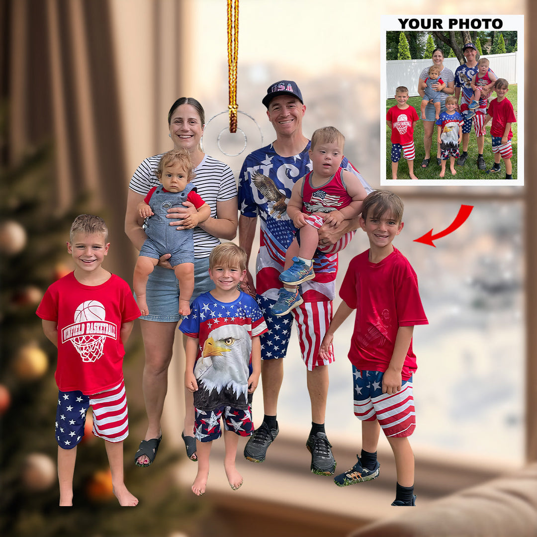 Stars and Stripes Celebration - Personalized Photo Mica Ornament - Christmas Gift For Family Members