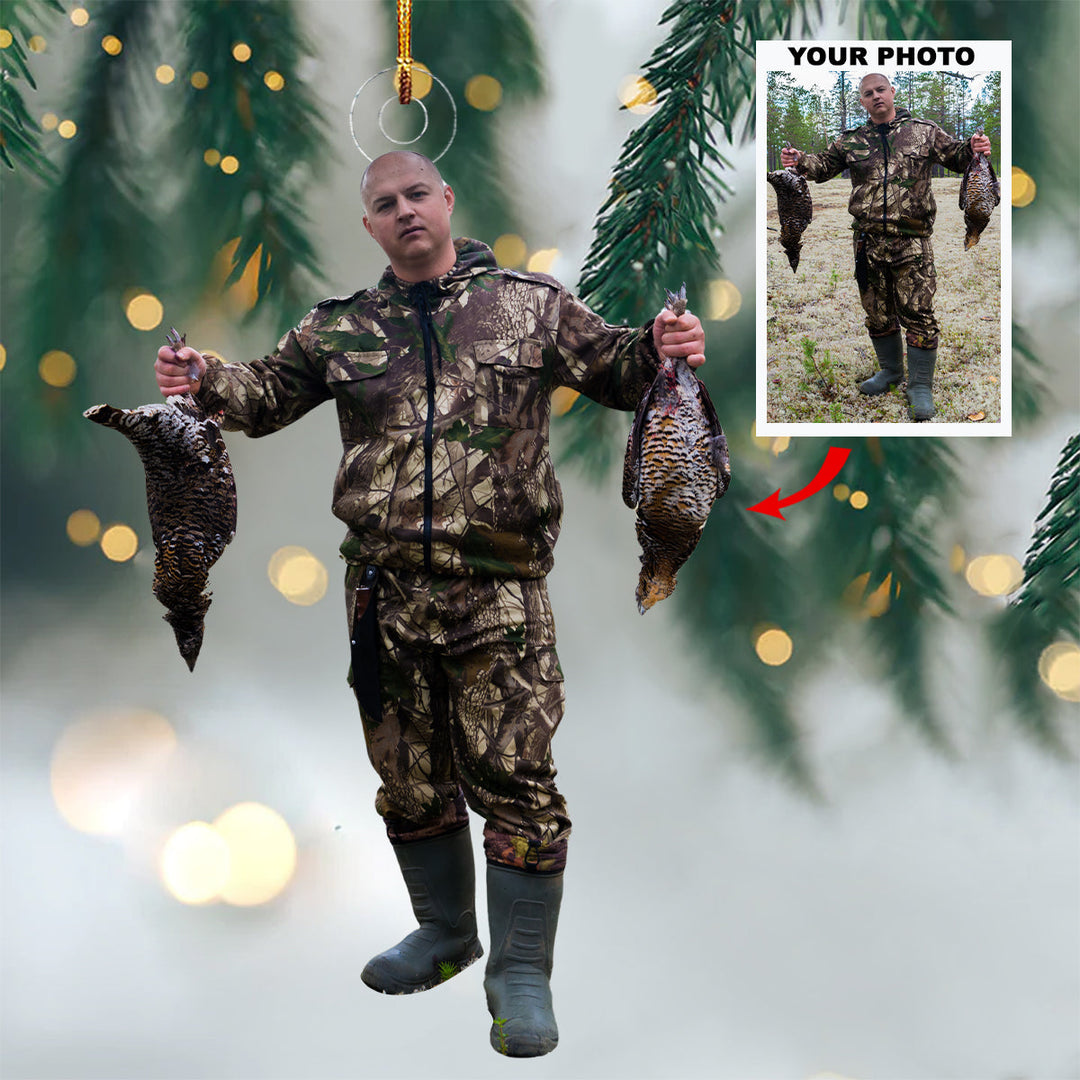 Forest Hunter - Personalized Photo Mica Ornament - Gift For Hunting Lovers
