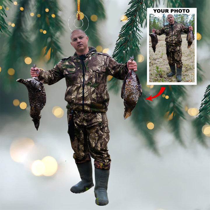 Forest Hunter - Personalized Photo Mica Ornament - Gift For Hunting Lovers