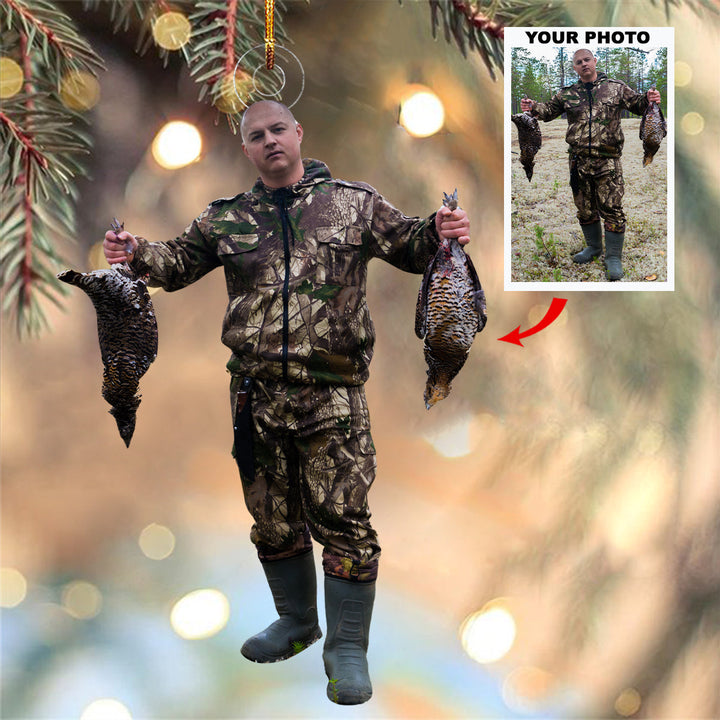 Forest Hunter - Personalized Photo Mica Ornament - Gift For Hunting Lovers