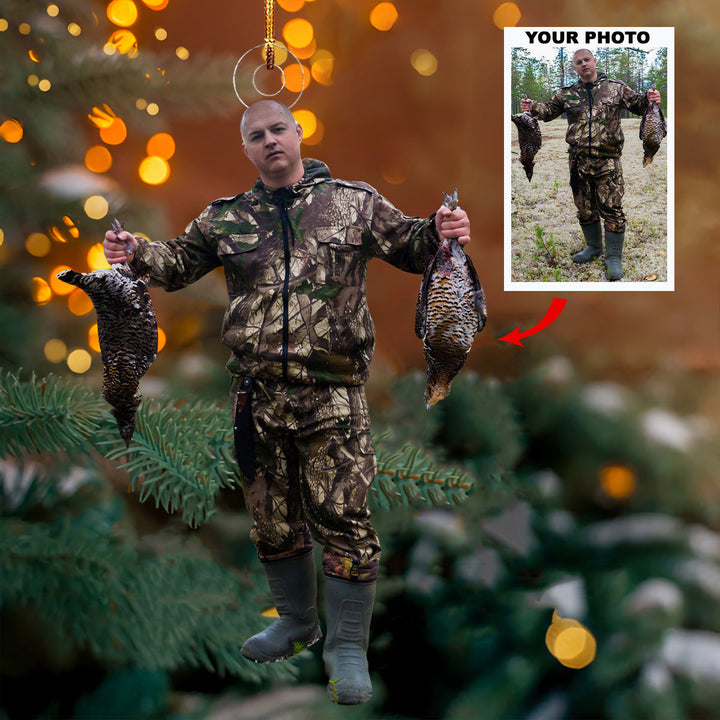 Forest Hunter - Personalized Photo Mica Ornament - Gift For Hunting Lovers