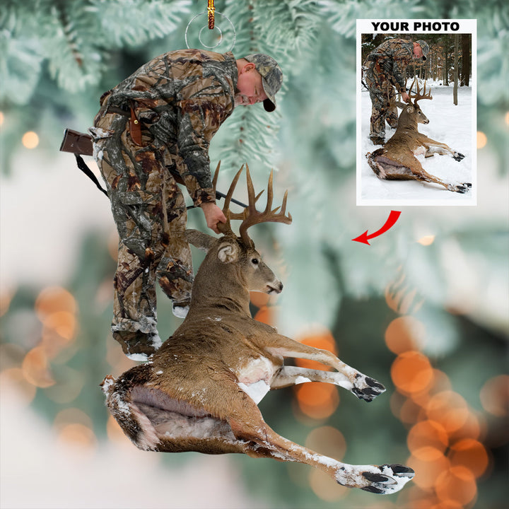 Snow Hunt - Personalized Photo Mica Ornament - Gift For Hunting Lovers