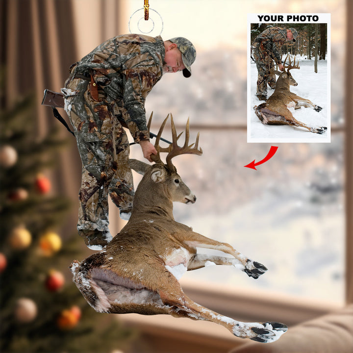 Snow Hunt - Personalized Photo Mica Ornament - Gift For Hunting Lovers