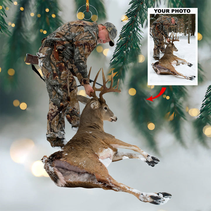 Snow Hunt - Personalized Photo Mica Ornament - Gift For Hunting Lovers