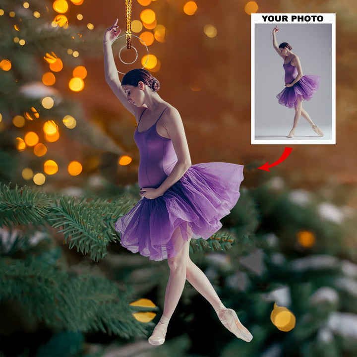 Graceful Glow Ballet - Personalized Photo Mica Ornament - Christmas Gift For Sport Lovers, Ballet Lovers, Pregnant Moments