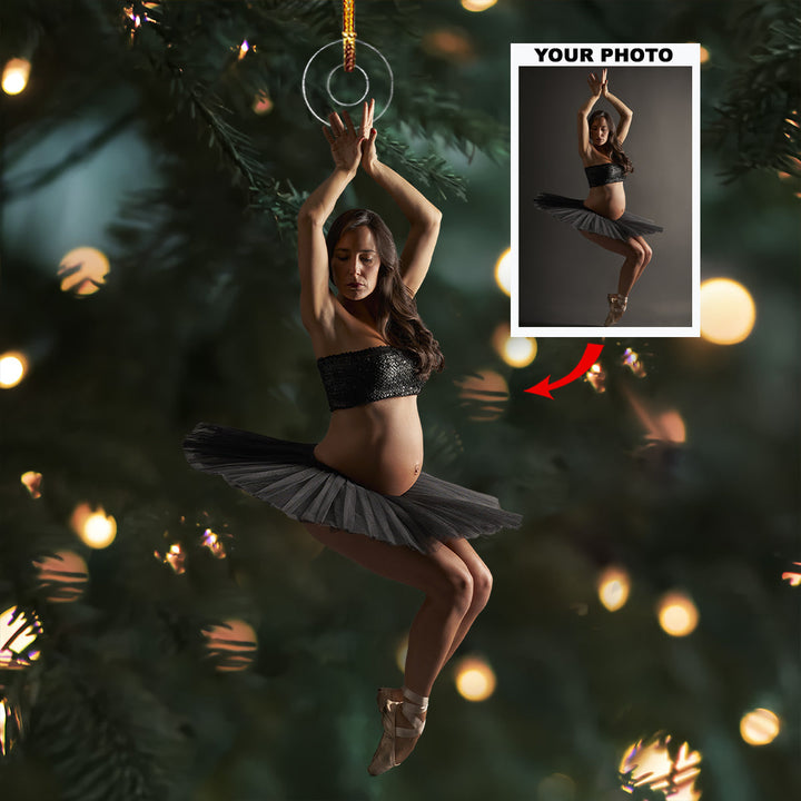 Harmony in Motion - Personalized Photo Mica Ornament - Christmas Gift For Sport Lovers, Ballet Lovers, Pregnant Moments