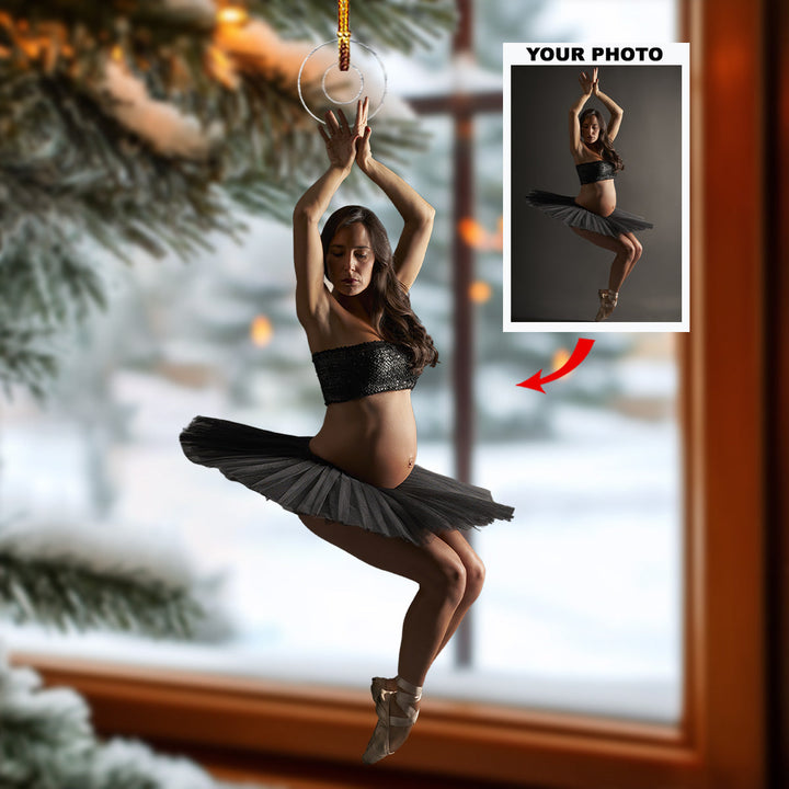 Harmony in Motion - Personalized Photo Mica Ornament - Christmas Gift For Sport Lovers, Ballet Lovers, Pregnant Moments