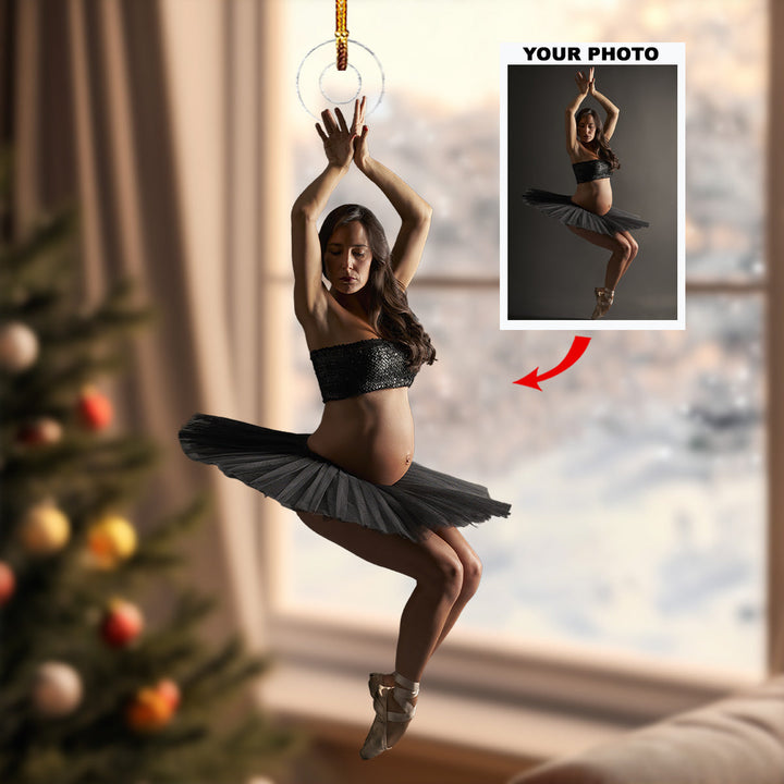 Harmony in Motion - Personalized Photo Mica Ornament - Christmas Gift For Sport Lovers, Ballet Lovers, Pregnant Moments