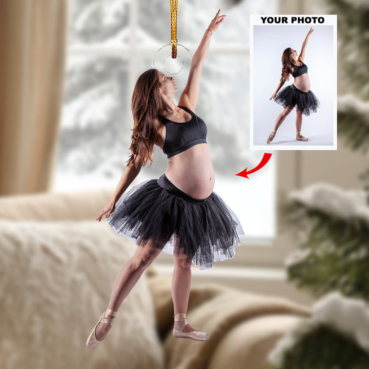 Radiant Pirouette - Personalized Photo Mica Ornament - Christmas Gift For Sport Lovers, Ballet Lovers, Pregnant Moments
