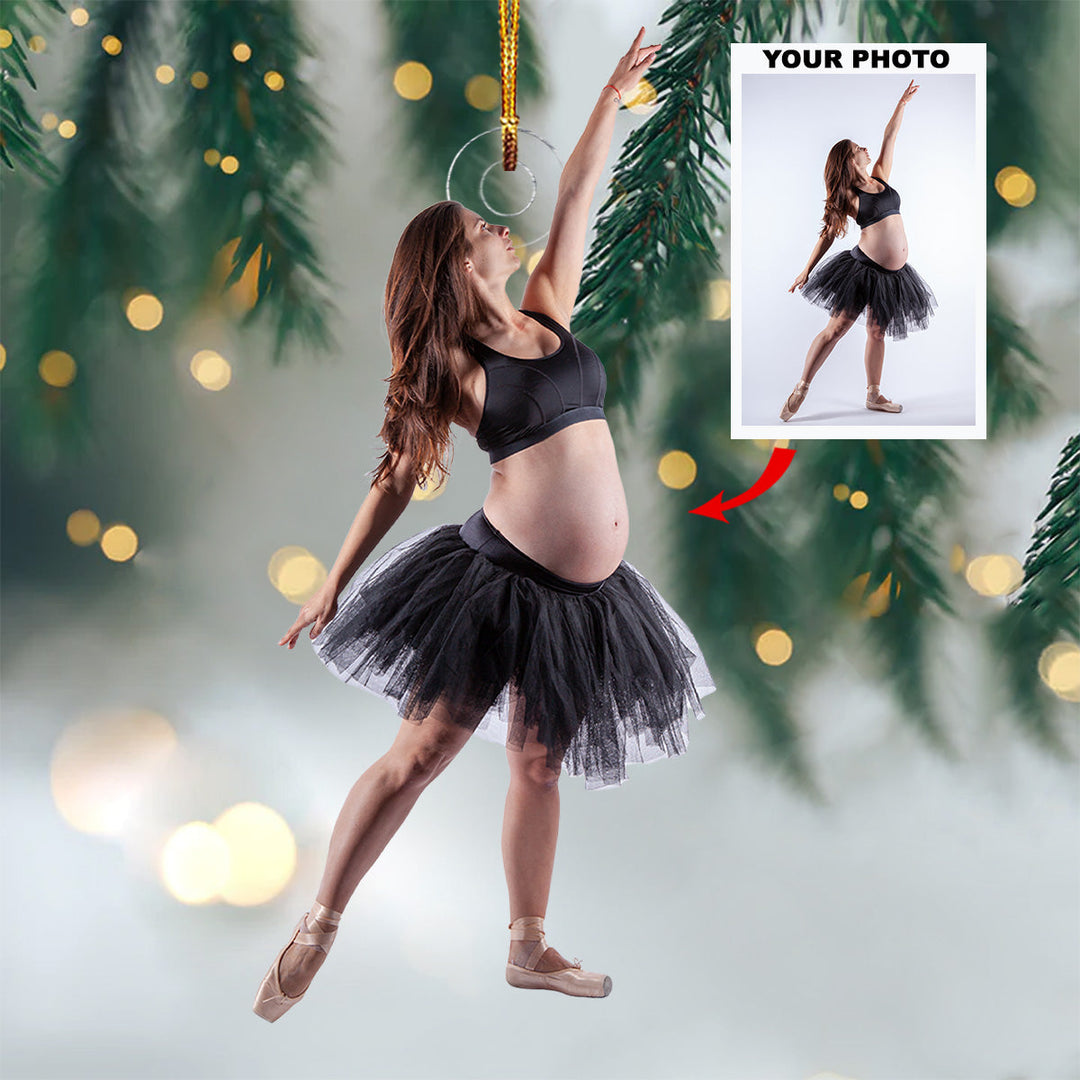 Radiant Pirouette - Personalized Photo Mica Ornament - Christmas Gift For Sport Lovers, Ballet Lovers, Pregnant Moments