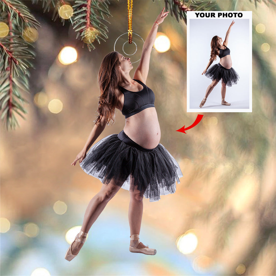 Radiant Pirouette - Personalized Photo Mica Ornament - Christmas Gift For Sport Lovers, Ballet Lovers, Pregnant Moments