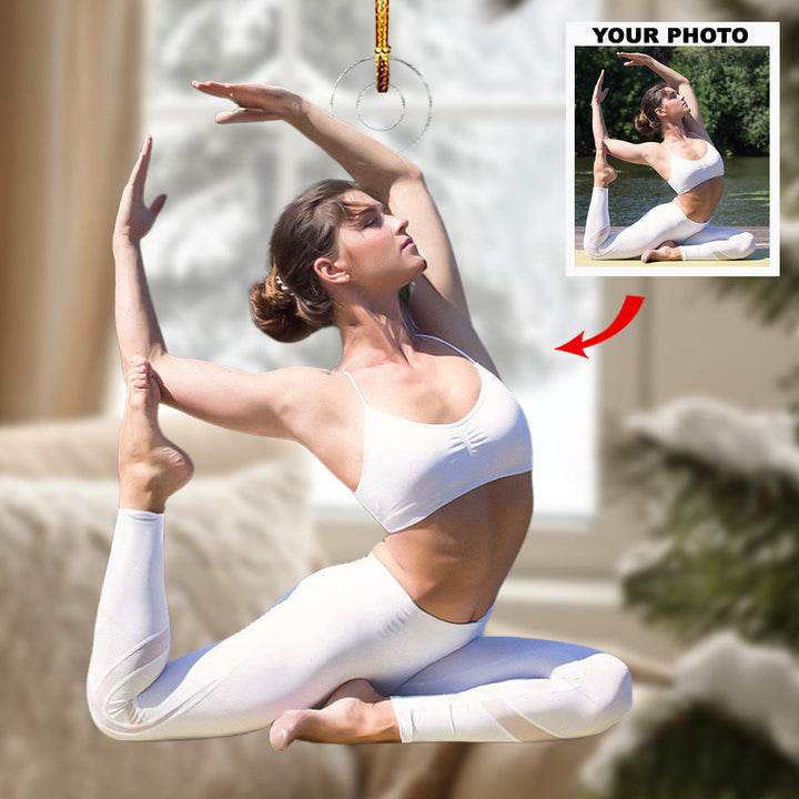 Breath and Balance - Personalized Photo Mica Ornament - Christmas Gift For Sport Lovers, Yoga Lovers