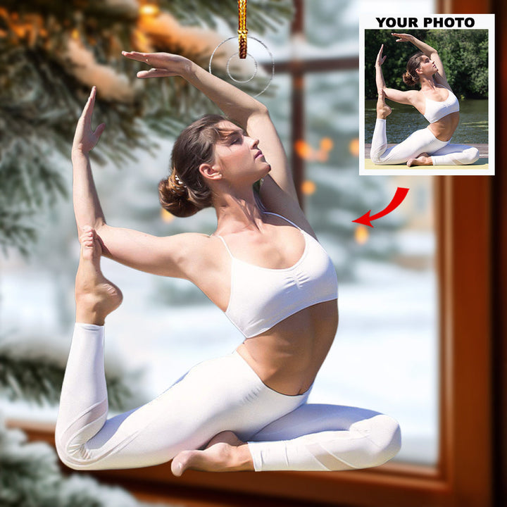 Breath and Balance - Personalized Photo Mica Ornament - Christmas Gift For Sport Lovers, Yoga Lovers