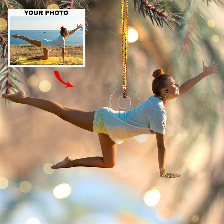 Serenity Flow - Personalized Photo Mica Ornament - Christmas Gift For Sport Lovers, Yoga Lovers